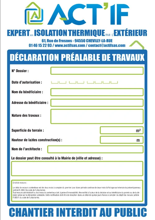 Panneau de chantier actif